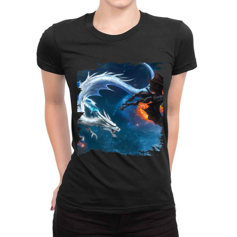 Space Rainbow Dragon Ladies Fitted T-Shirt by XAVIERESPREE | Artistshot