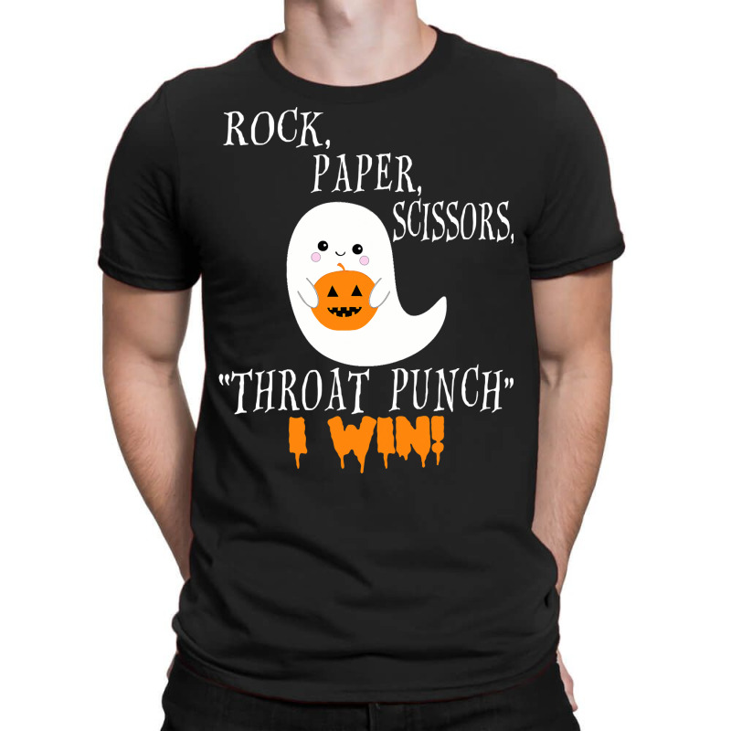 Funny Halloween Ghost Rock Paper Scissors Throat Punch I Win T-shirt | Artistshot