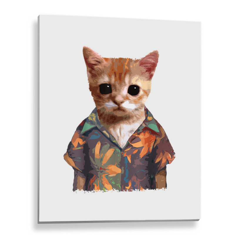 El Gato Meme Cat Cute Funny Elgato Wearing Hawaiian Shorts T Shirt Metal Print Vertical | Artistshot