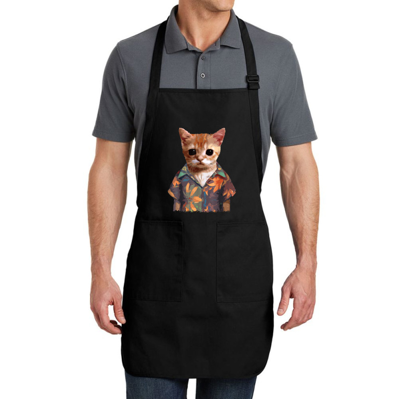 El Gato Meme Cat Cute Funny Elgato Wearing Hawaiian Shorts T Shirt Full-length Apron | Artistshot