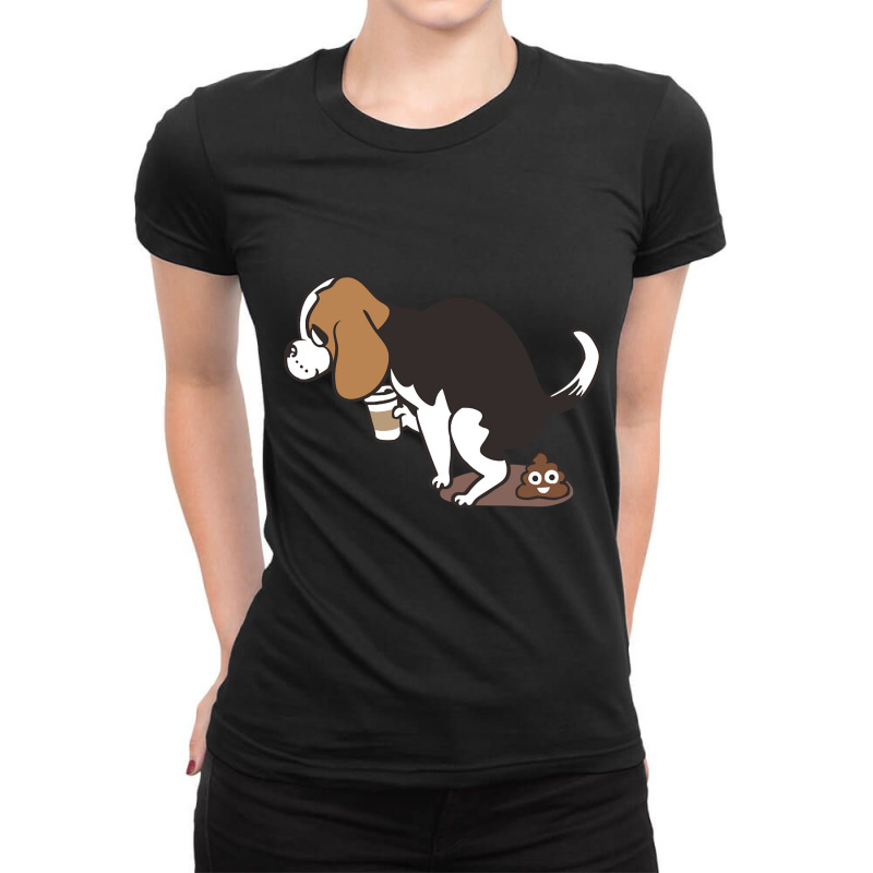 Limited Edition Coffee Makes Me Poop Beagle Ladies Fitted T-Shirt by hongquangd | Artistshot