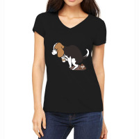 Limited Edition Coffee Makes Me Poop Beagle Women's V-neck T-shirt | Artistshot