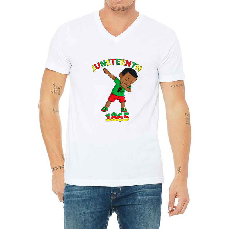 Dabbing Black King Juneteenth Melanin Brown Skin Boys Dab V-neck Tee | Artistshot