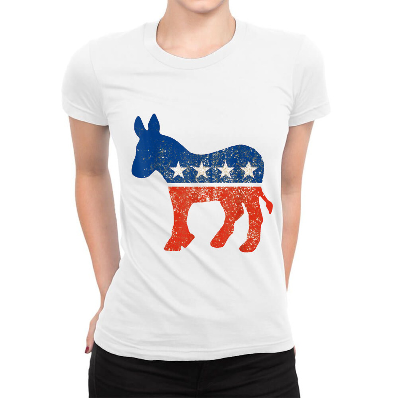 Democratic Donkey Democrat Ladies Fitted T-Shirt by retrastar | Artistshot