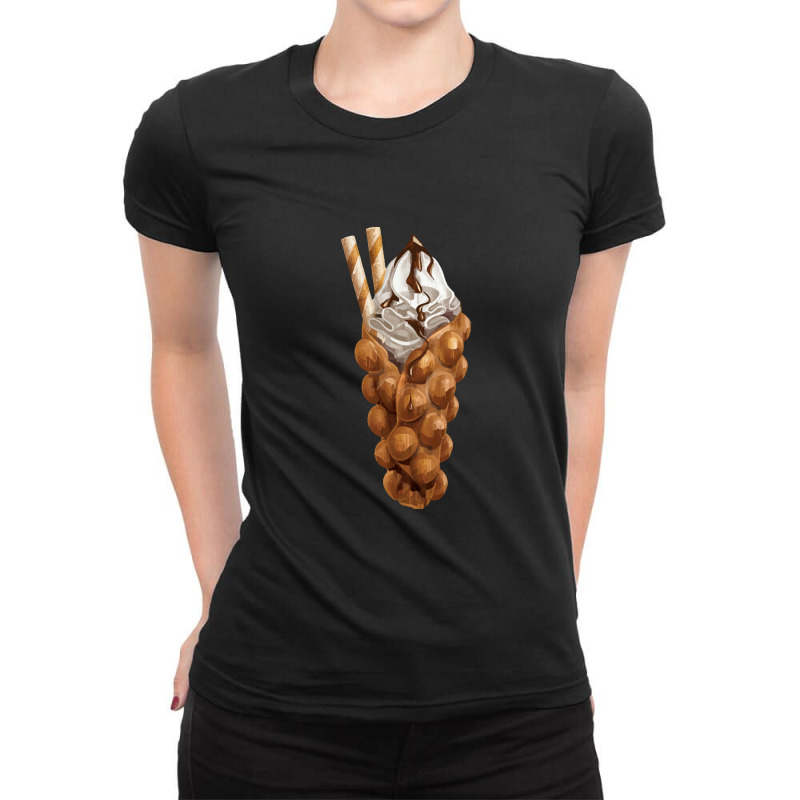 Eggette Bubble Waffle Vanilla Ice Cream Ladies Fitted T-Shirt by Baksoji | Artistshot