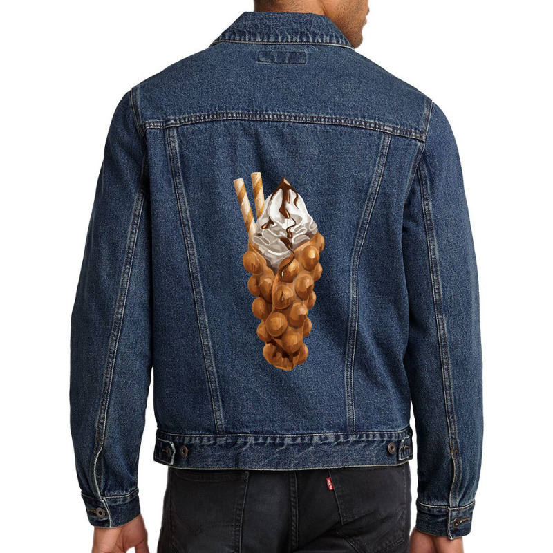 Eggette Bubble Waffle Vanilla Ice Cream Men Denim Jacket by Baksoji | Artistshot