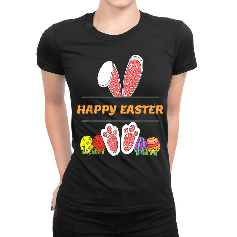 Happy Easter Bunny Ears Shirt Rabbit Eggs Colorful Graphic T Shirt Ladies Fitted T-Shirt by angellacz6cstu | Artistshot