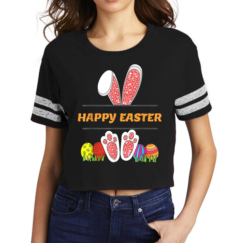 Happy Easter Bunny Ears Shirt Rabbit Eggs Colorful Graphic T Shirt Scorecard Crop Tee by angellacz6cstu | Artistshot