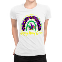 Happy Mardi Gras Leopard Rainbow Mardi Gras Carnival Parade T Shirt Ladies Fitted T-shirt | Artistshot