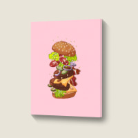 Exploding Cheeseburger Portrait Canvas Print | Artistshot