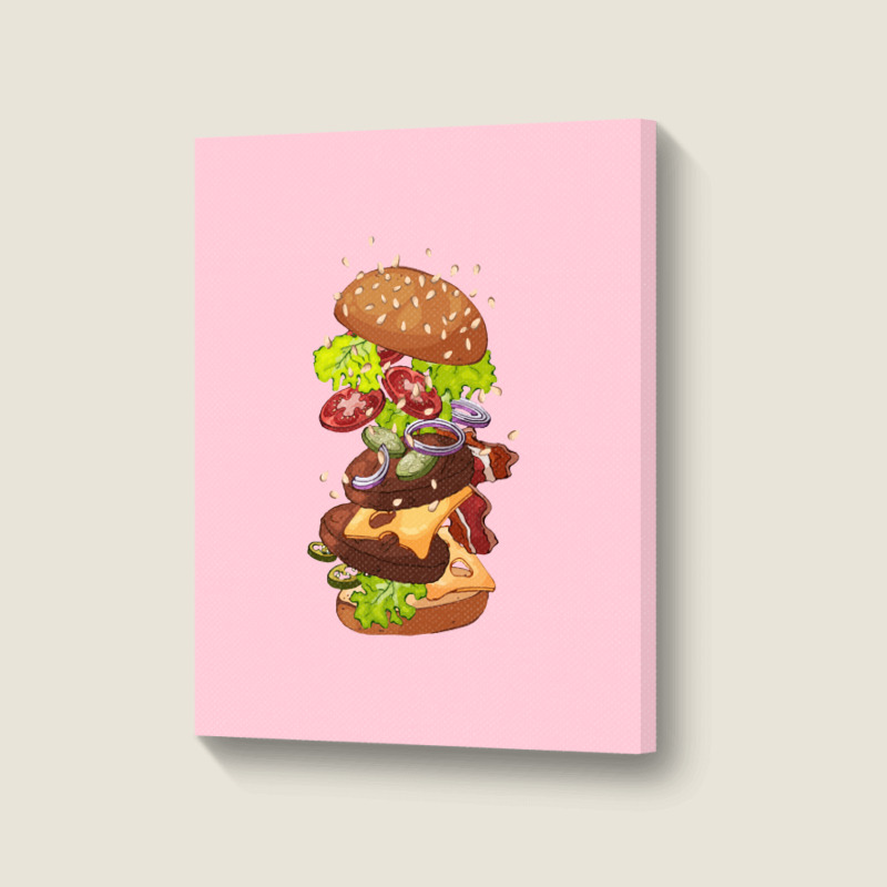 Exploding Cheeseburger Portrait Canvas Print | Artistshot