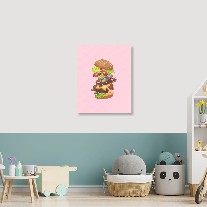 Exploding Cheeseburger Portrait Canvas Print | Artistshot