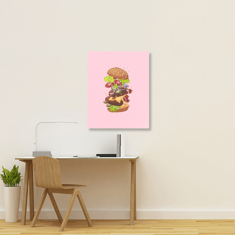 Exploding Cheeseburger Portrait Canvas Print | Artistshot