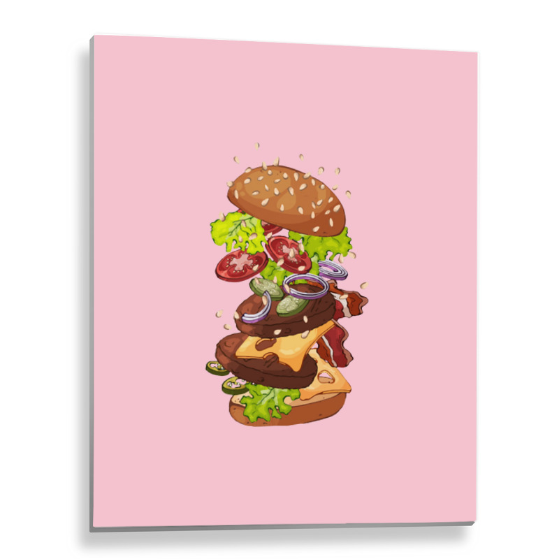 Exploding Cheeseburger Metal Print Vertical | Artistshot