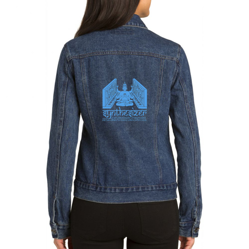 Synthesizer God For Electronic Musician Ladies Denim Jacket by JimmyChandler | Artistshot