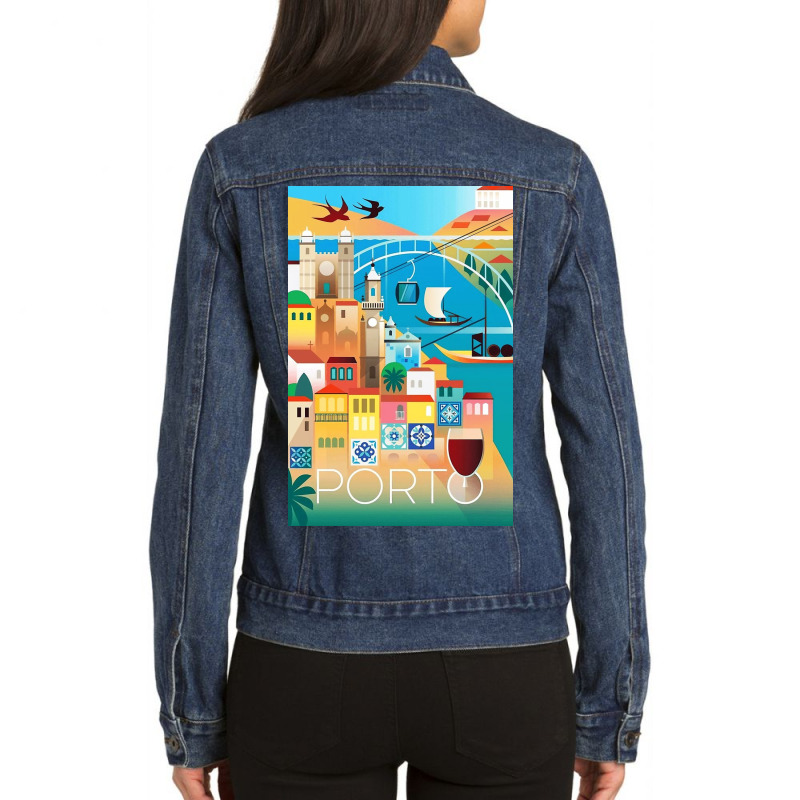 Porto Travel Ladies Denim Jacket by gladysrossi | Artistshot