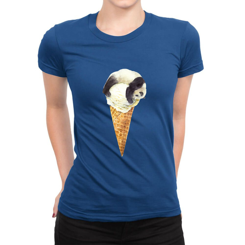 Panda On A Vanilla Ice Cream Cone,panda Cone Ice Cream Ladies Fitted T-Shirt by dafarary | Artistshot