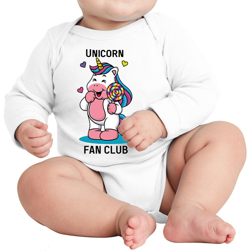 Unicorn Fan Club With Loly Pop Long Sleeve Baby Bodysuit | Artistshot