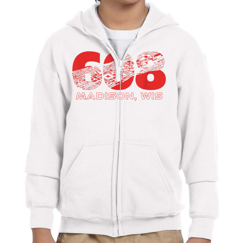 Madison Wisconsin Downtown Building Footprint Area Code 608 T Shirt Youth Zipper Hoodie | Artistshot