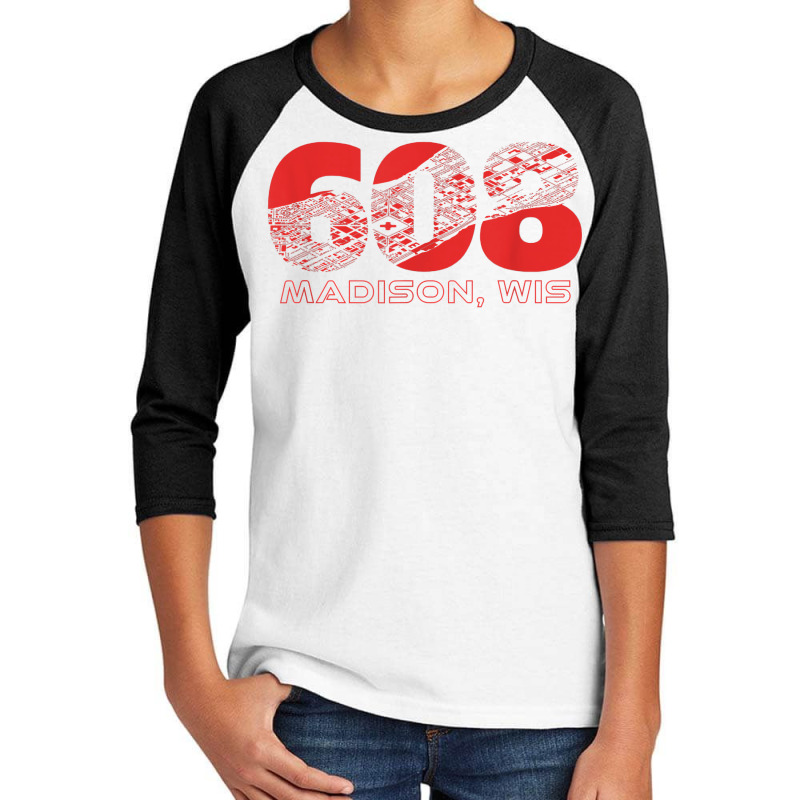 Madison Wisconsin Downtown Building Footprint Area Code 608 T Shirt Youth 3/4 Sleeve | Artistshot