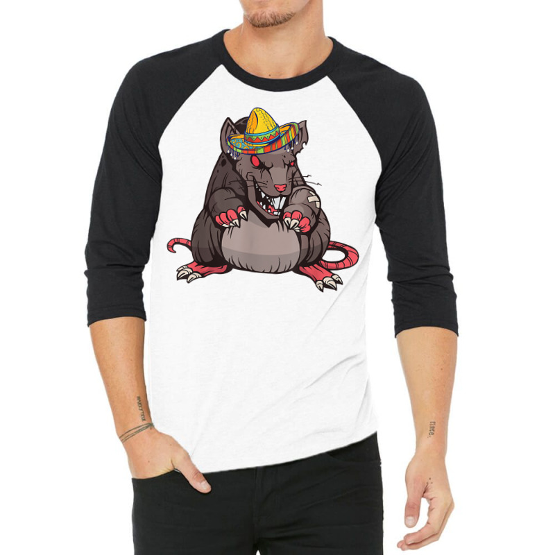 Mexican Rat Angry Rat Lover Rodent Mouse Sombrero T Shirt 3/4 Sleeve Shirt by simonettemjnn | Artistshot