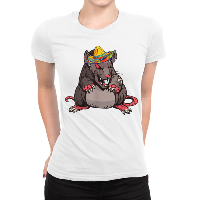 Mexican Rat Angry Rat Lover Rodent Mouse Sombrero T Shirt Ladies Fitted T-Shirt by simonettemjnn | Artistshot