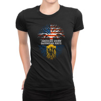 American Grown Barbadian Roots Tree Barbados Flag Usa Ladies Fitted T-shirt | Artistshot