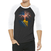 American Grown Bosnian Roots Bosnia Flag Usa Flag 3/4 Sleeve Shirt | Artistshot