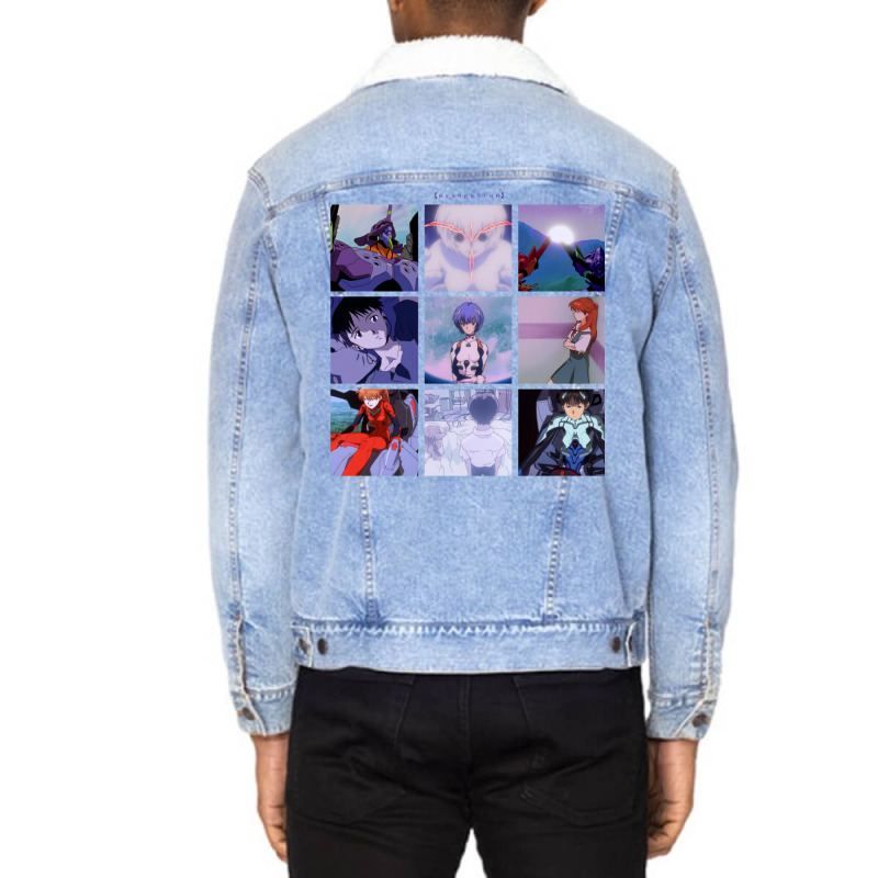 Neon Genesis Evangelion Vaporwave Aesthetic Unisex Sherpa-lined Denim Jacket | Artistshot