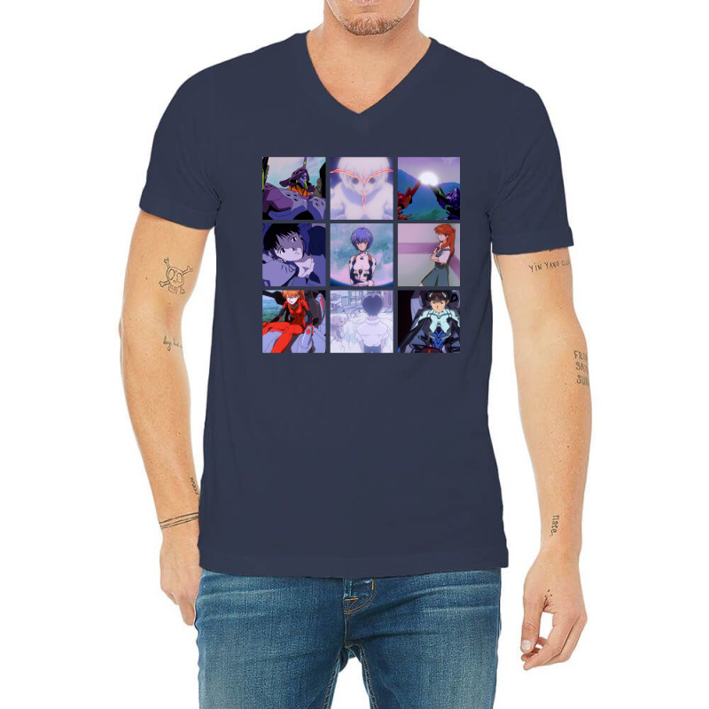 Neon Genesis Evangelion Vaporwave Aesthetic V-neck Tee | Artistshot