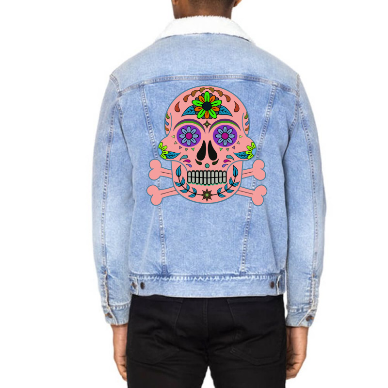 Dead Head Pink Unisex Sherpa-Lined Denim Jacket by yekbunyeikels | Artistshot