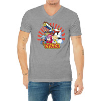 Samurai Pizza Caaats! V-neck Tee | Artistshot