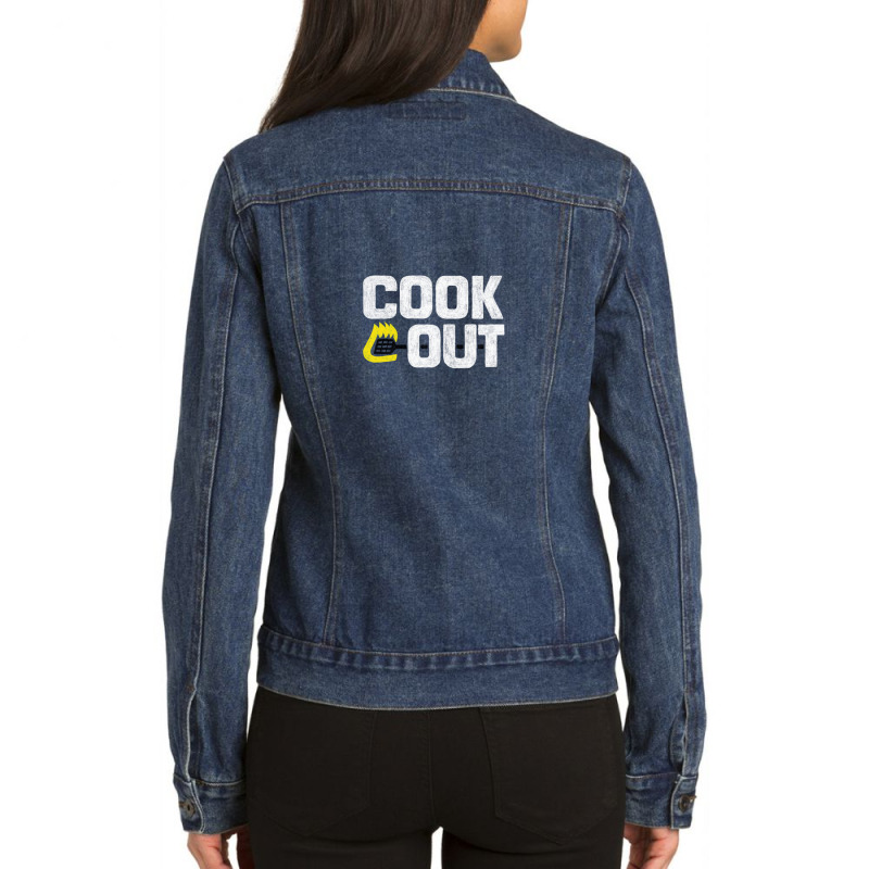 Cookout  Vintage Chalk Texture  White & Black Ladies Denim Jacket by Alexsmith | Artistshot