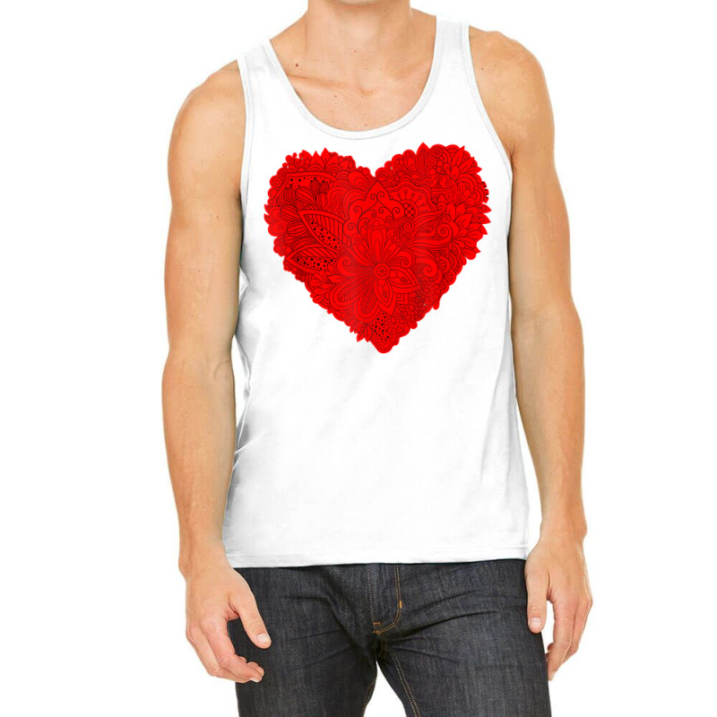 Red Heart Valentines Day Shirt Flowers Floral Heart Graphic T Shirt Tank Top by mal1o2poncio | Artistshot