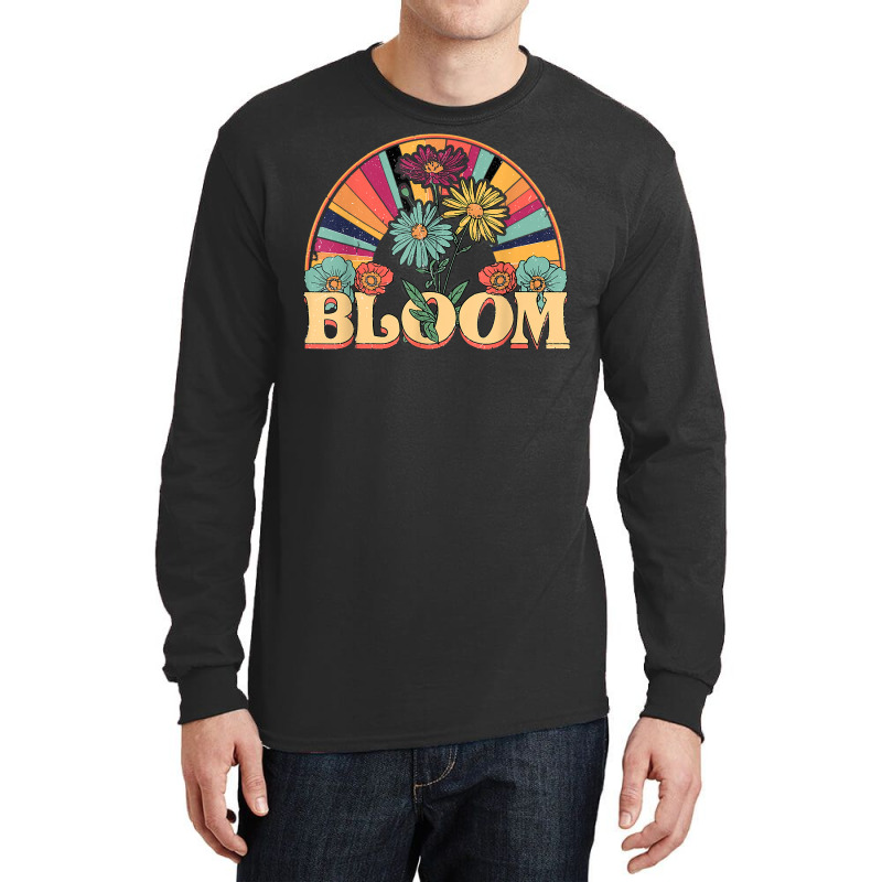 Retro Bloom Floral Wildflowers Minimal Mental Health Vintage T Shirt Long Sleeve Shirts by angellacz6cstu | Artistshot