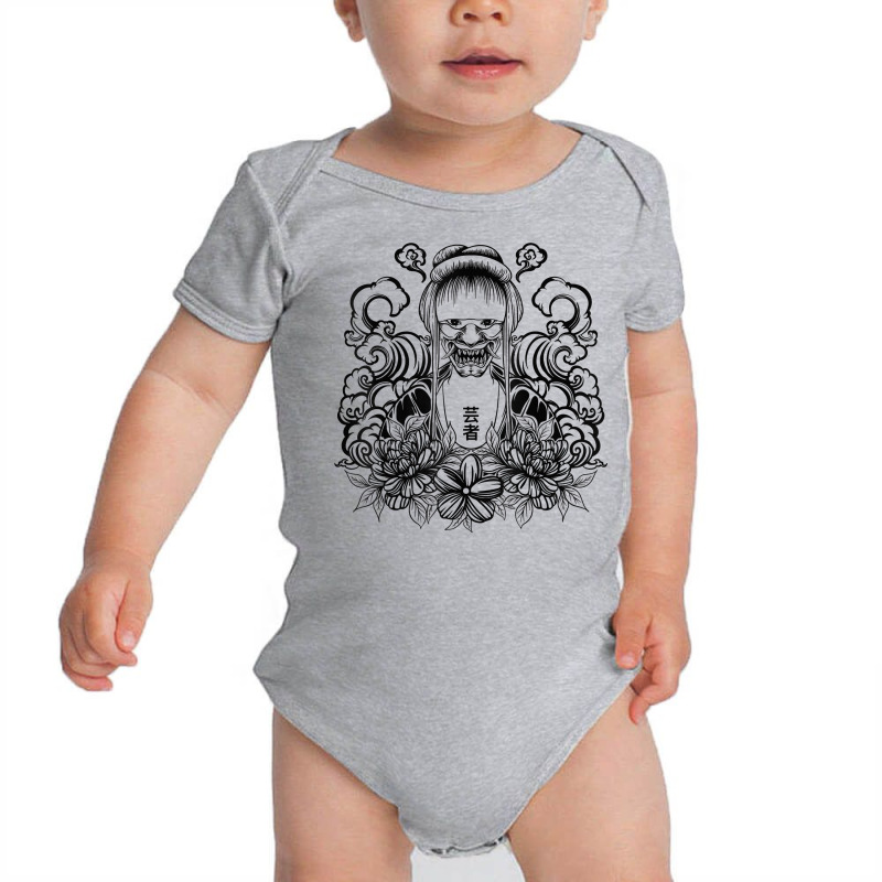 Samurai Warrior Geisha, Hannya Oni Mask Japan Anime T Shirt Baby Bodysuit by simonettemjnn | Artistshot