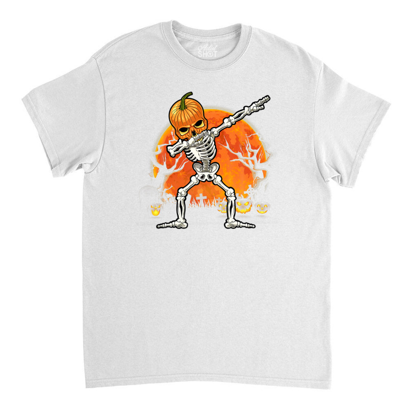 Pumpkin Skeleton Dabbing Funny Halloween Costume Classic T-shirt | Artistshot