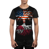 American Grown Greenlandic Roots Tree Greenland Flag Usa Flag Graphic T-shirt | Artistshot