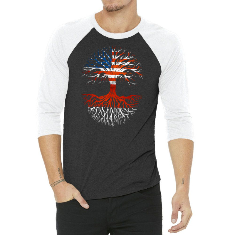 American Grown Indonesian Roots Tree Indonesia Flag Usa Flag 3/4 Sleeve Shirt | Artistshot