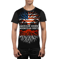 American Grown Indonesian Roots Tree Indonesia Flag Usa Graphic T-shirt | Artistshot