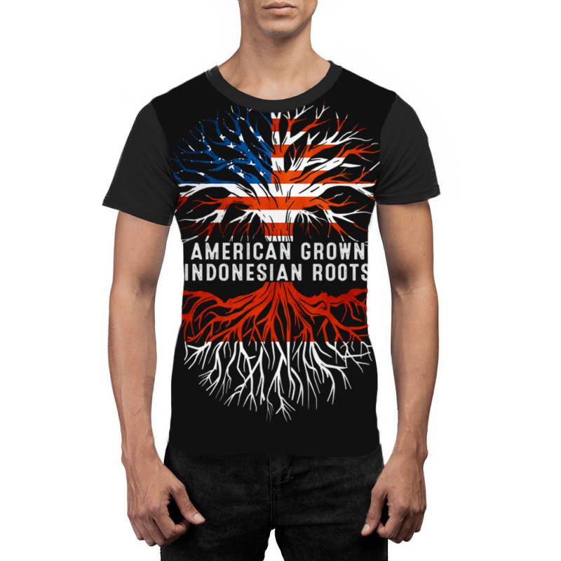 American Grown Indonesian Roots Tree Indonesia Flag Usa Graphic T-shirt | Artistshot