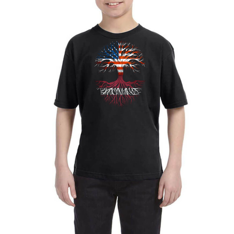 American Grown Latvian Roots Latvia Flag Usa Flag Youth Tee by DaniArt | Artistshot