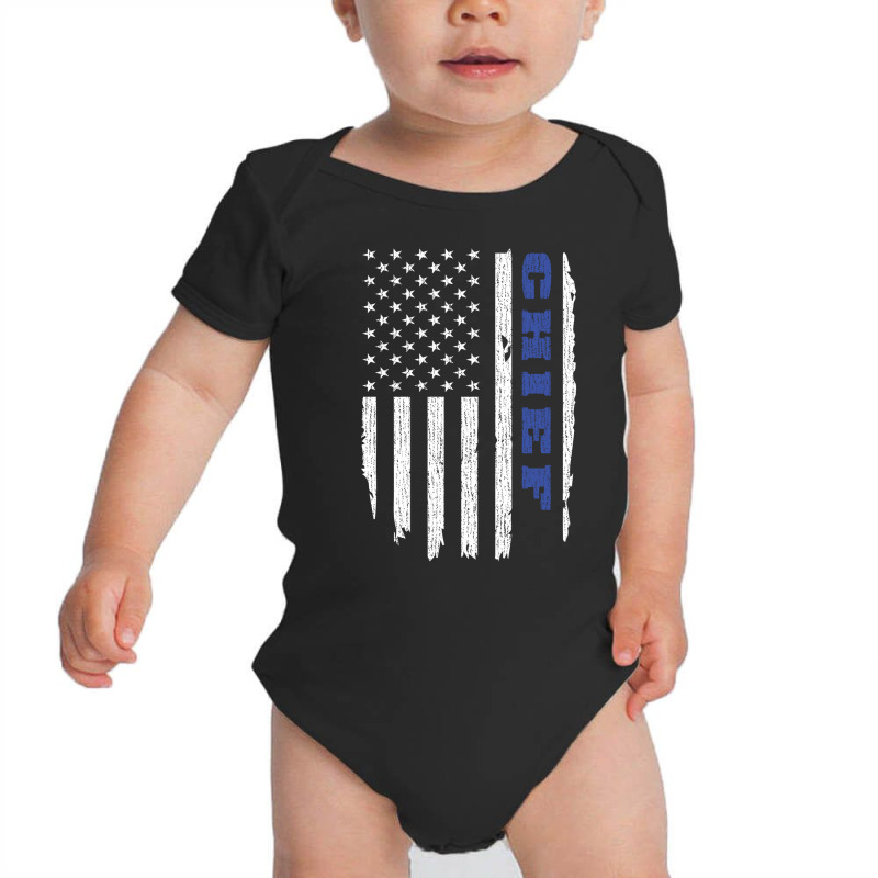 Police Chief Thin Blue Line American Flag Usa Baby Bodysuit by tiffany.co | Artistshot