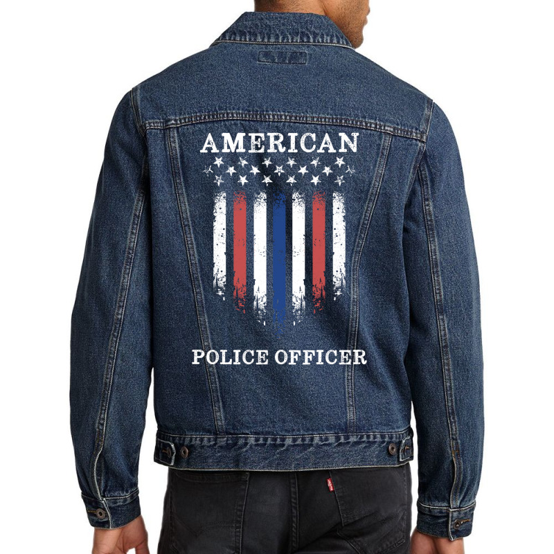 Police Officer Law Enforcement Thin Blue Line Men Denim Jacket by tiffany.co | Artistshot