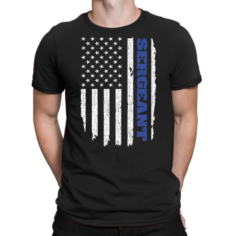 Police Sergeant Thin Blue Line American Flag Usa T-Shirt by tiffany.co | Artistshot