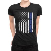 Police Sergeant Thin Blue Line American Flag Usa Ladies Fitted T-shirt | Artistshot