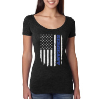 Police Sergeant Thin Blue Line American Flag Usa Women's Triblend Scoop T-shirt | Artistshot