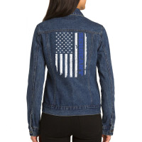 Police Sergeant Thin Blue Line American Flag Usa Ladies Denim Jacket | Artistshot