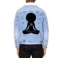 Womens Unstressed Afro Goddess Curly Hair Self Care Om Yoga T Shirt Unisex Sherpa-lined Denim Jacket | Artistshot