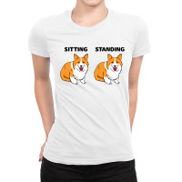 Corgi Sitting And Standing Ladies Fitted T-shirt | Artistshot